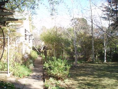 Seitenblick auf Haus und Teil des Gartens