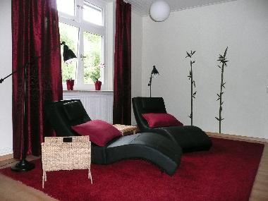 Relaxbereich im Wohnzimmer, mit Musikanlage I-Phone oder I-POD Anschluss