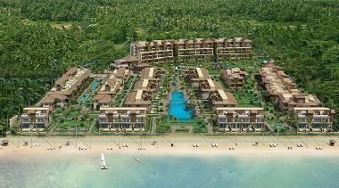 Lay-Out tropischer Strand, �bersteigen Trobical resort