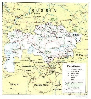 The map of Kazakhstan