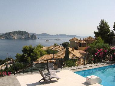 View from our panoramic pool to Marathonissi Island