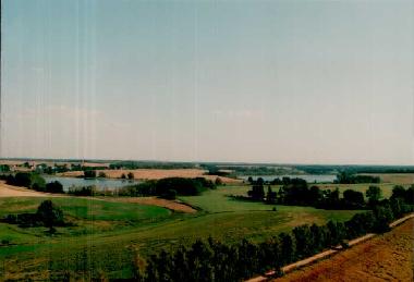 Der Seehof von oben ( die ansammlung B�ume mitte rechts)