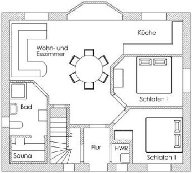 Grundriss Erdgeschoss 80qm Wohnfl�che-kostenlose SAUNA