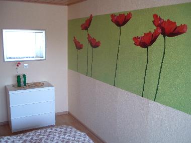 R�ckseite der Trennwand im Schlafbereich