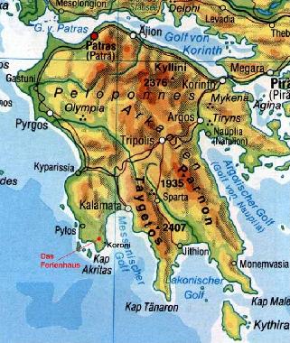 Koroni liegt auf 1.Finger des Peloponnes