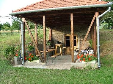 Grillplatz hinter dem Haus.