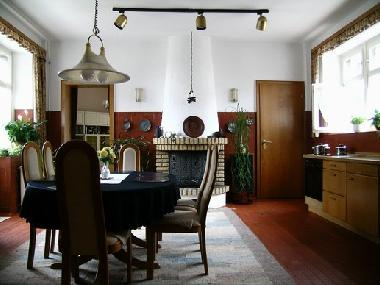 Wohnk�che mit Kamin