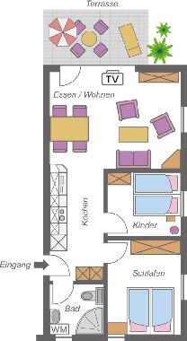 Grundriss der Ferienwohnung 1 Vagts