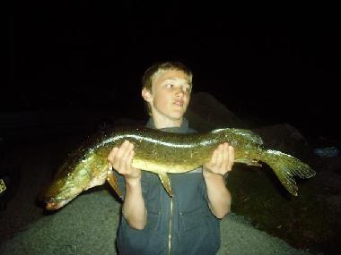 A 4,2 Kg Pike hooked 350 meters from the house
