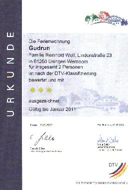 3 DTV Sterne, die hchstmgliche Auszeichnung fr Einzimmerappartements