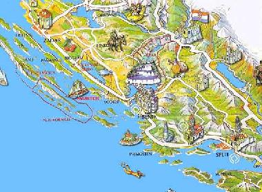 Karte Umgebung Zadar  - Split