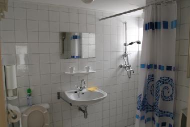 Badezimmer mit Toilette und Dusche