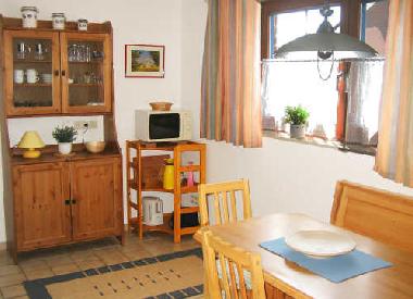 Kche mit Mikrowelle, Toaster, Wasserkocher, Mixer