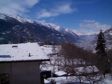 Winter Blick vom Balkon des Aosta-Tal