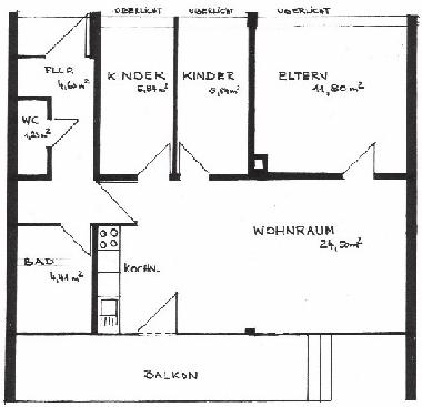 Grundriss eines 6er Bungalows
