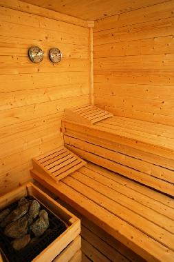 Blick in die hauseigene Sauna