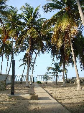 Blick vom Haus zum Strand