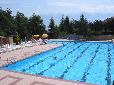 Gemeinschaftspool mit Sonnenliegen