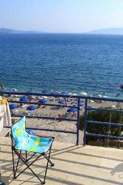 Aussicht vom Balkon zum Strand