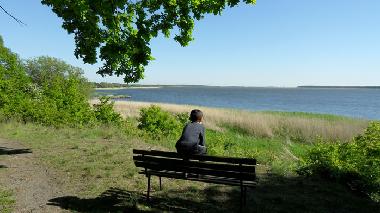 Die Aussicht auf den Peenestrom mit Nicolas