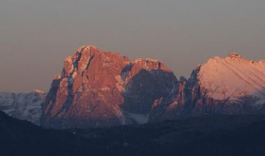 Abendrot �ber dem Lang- und Plattkofel