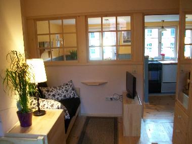 Blick vom Schlafzimmer zu Kche und Esszimmer