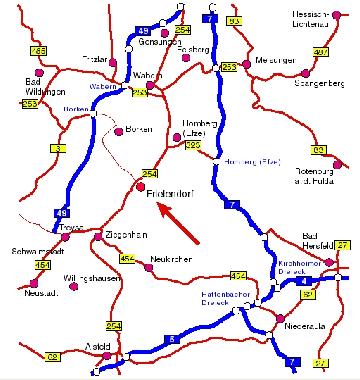 Anfahrt nach Frielendorf