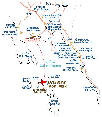 Koh Mak between Koh Chang and Koh Kood