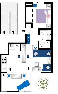 GRUNDRISS: WOHNUNG 2 aussicht Schwimmbad