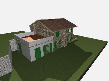 3D Modell des Objektes - Wohnung 2 ist der Anbau links