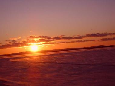 Sonnenuntergang am Siljan im Februar
