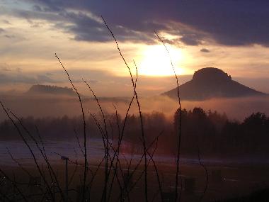 Abendstimmung mit Lilienstein und Festung K�nigstein