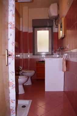 Dusche, Waschbecken, Bidet und WC im Badezimmer