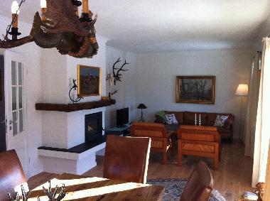 Der Wohnraum mit Kamin