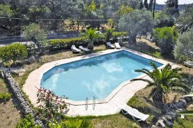 Blick auf Pool vom Balkon