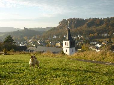 Gerolstein mit St.-Anna-Kirche   zund Hund "Julchen"