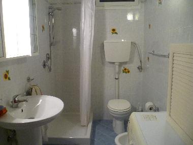 Bad mit Dusche und Waschmachine