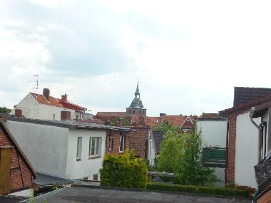 Der Blick vom Balkon in die historische Innenstadt Lneburgs