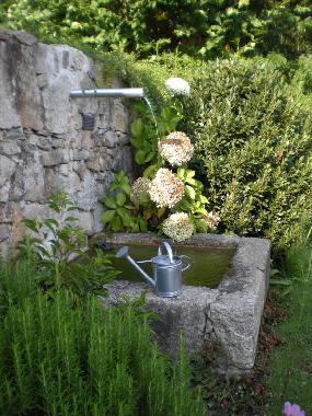 ... im Garten mit Brunnen ...