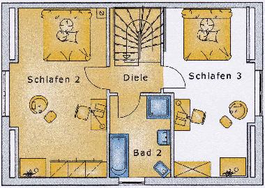 Zimmeraufteilung im Obergescho