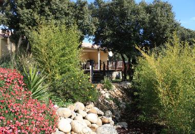 Blick vom Grillplatz auf das Haus