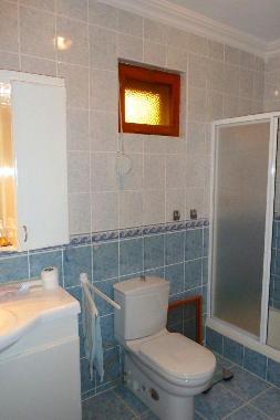 Teilansicht Bad mit Dusche und Wanne