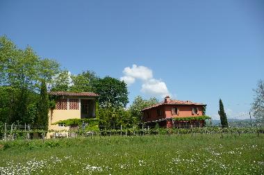 Remise (gelb) und Wohnhaus (rot)