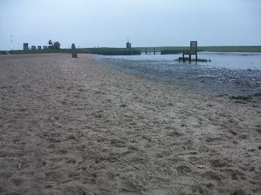 Kurhausstrand,  Blick zum Sielhafen