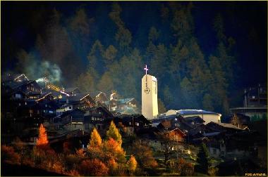 Kirche Albinen  Dorf