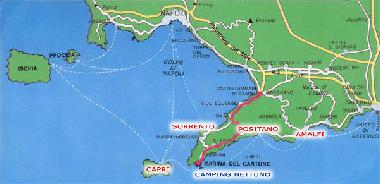 Karte Halbinsel Sorrent