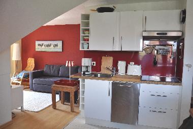 Kche mit Blick zum Wohnzimmer