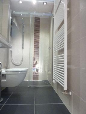 das Bad mit gro�er Dusche 