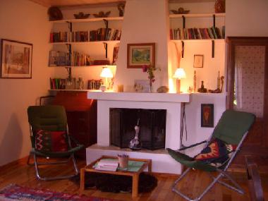 Kaminzimmer mit Bibliothek und Spielen