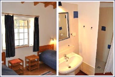 zweites Schlafzimmer mit Einzelbetten und das Bad